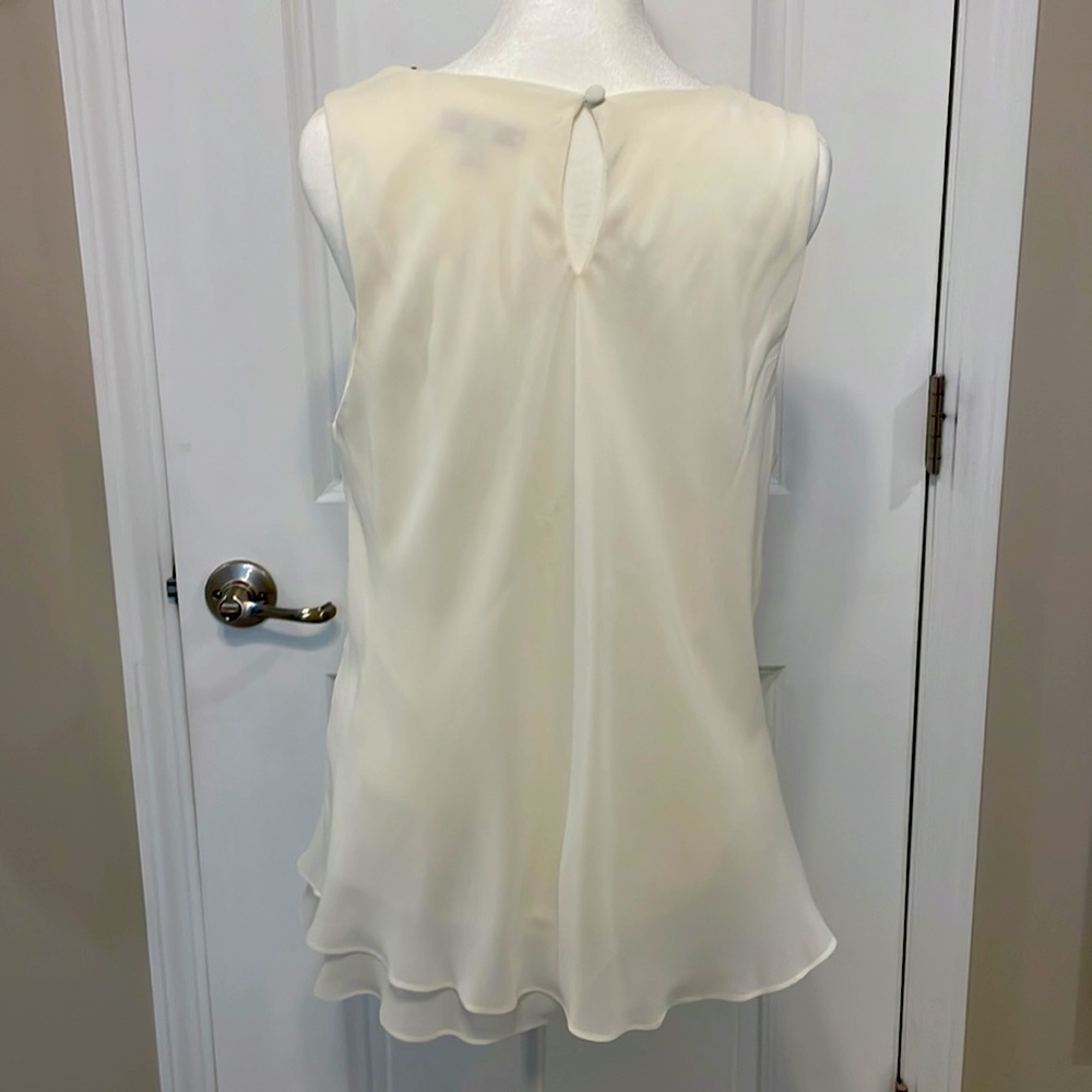 Cream sleeveless dress blouse w/detachable necklace.  Size L, never worn. - Picture 4 of 5